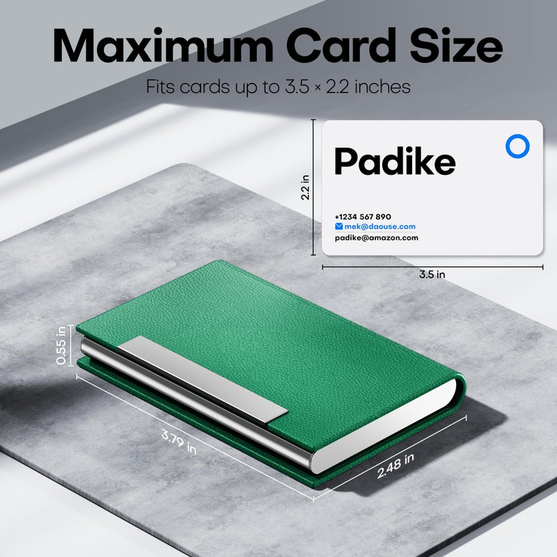 Padike Business Card Holder, Business Card Case Professional PU Leather & Stainless Steel Multi Card Case,Business Card Holder Wallet Credit Card ID Case/Holder for Men & Women. (U-Green) - Image 5